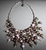 Collar with brown and pink pearls